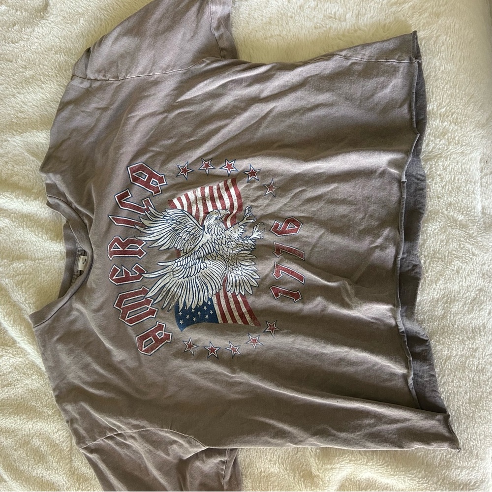American Gray Graphic oversized Crop Top